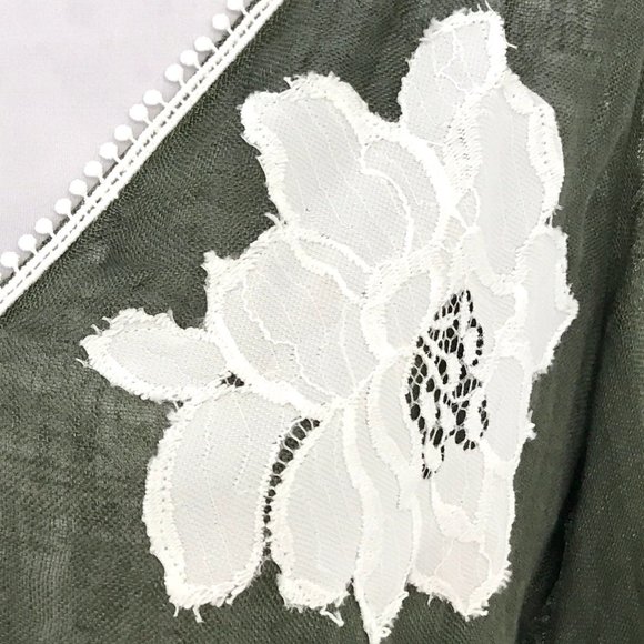 Vanita Rosa OS French Linen Ombre Lace Floral Top - Picture 2 of 9
